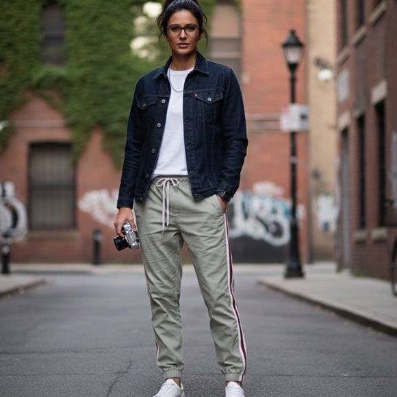 Vintage Havana Pants - Vintage Havana Olive Jogger Pants with Red Stripe